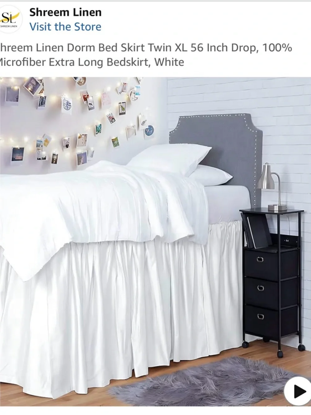 White Twin XL Bed Skirt - 56